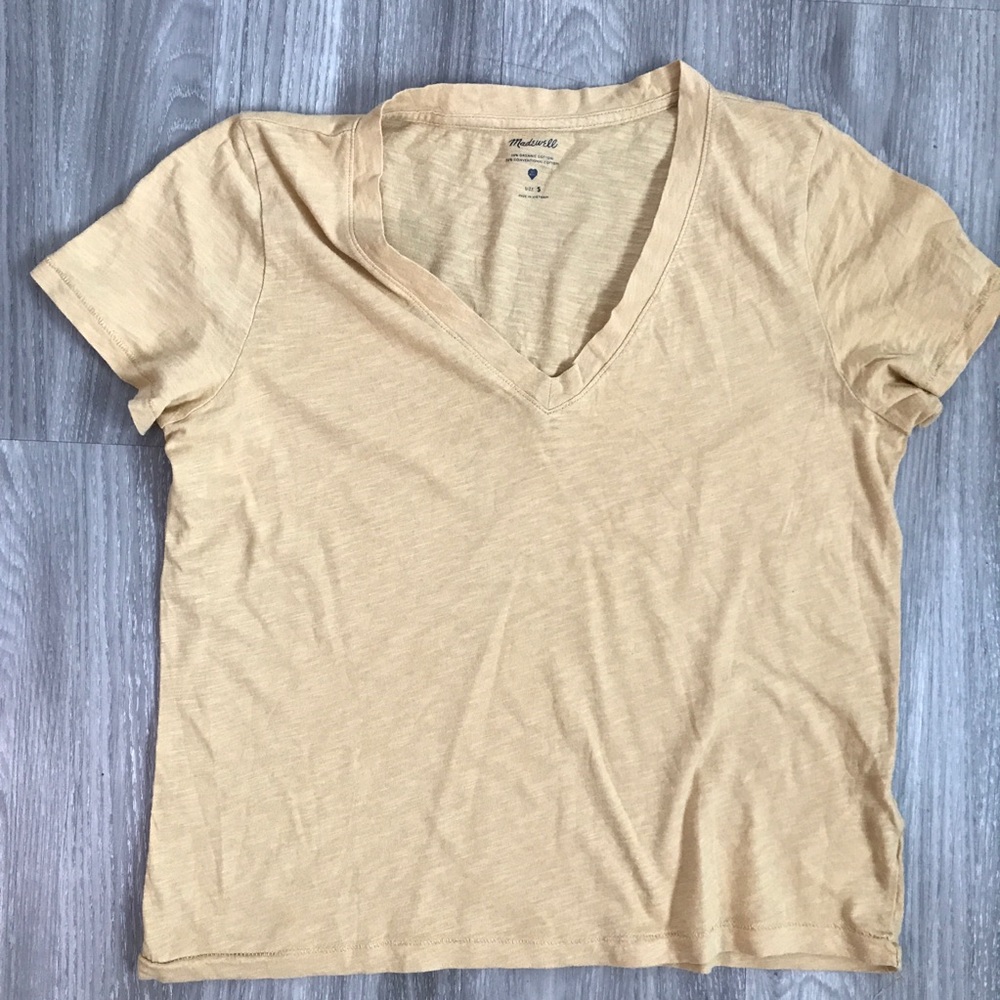 MADEWELL T SHIRT GOLD YELLOW V NECK SHORT SLEEVES SMALL
